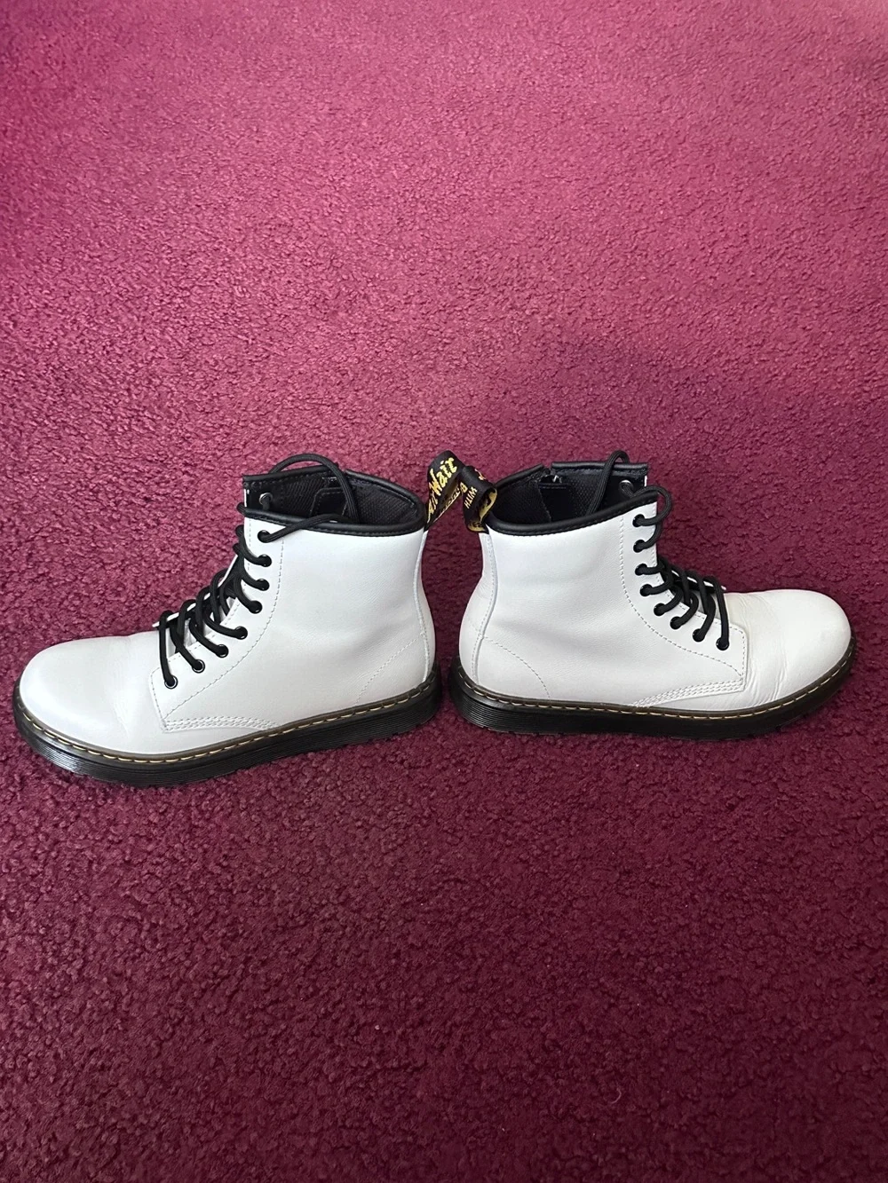 Dr. Martens White Leather Combat Boots Big Kid Youth Size 4